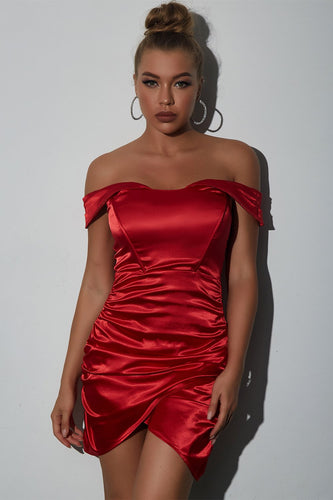 Red Bodycon Ruffles Robe cocktail