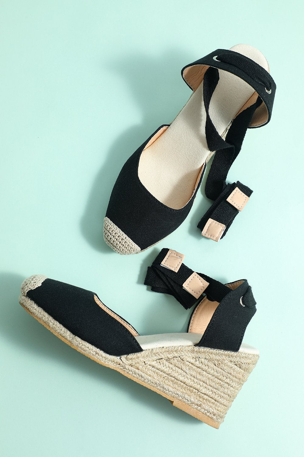 Chaussures pour femmes Straw Linen Wedges