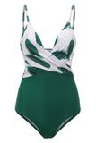 Maillots de bain Banana Leaf Printed Green One Piece