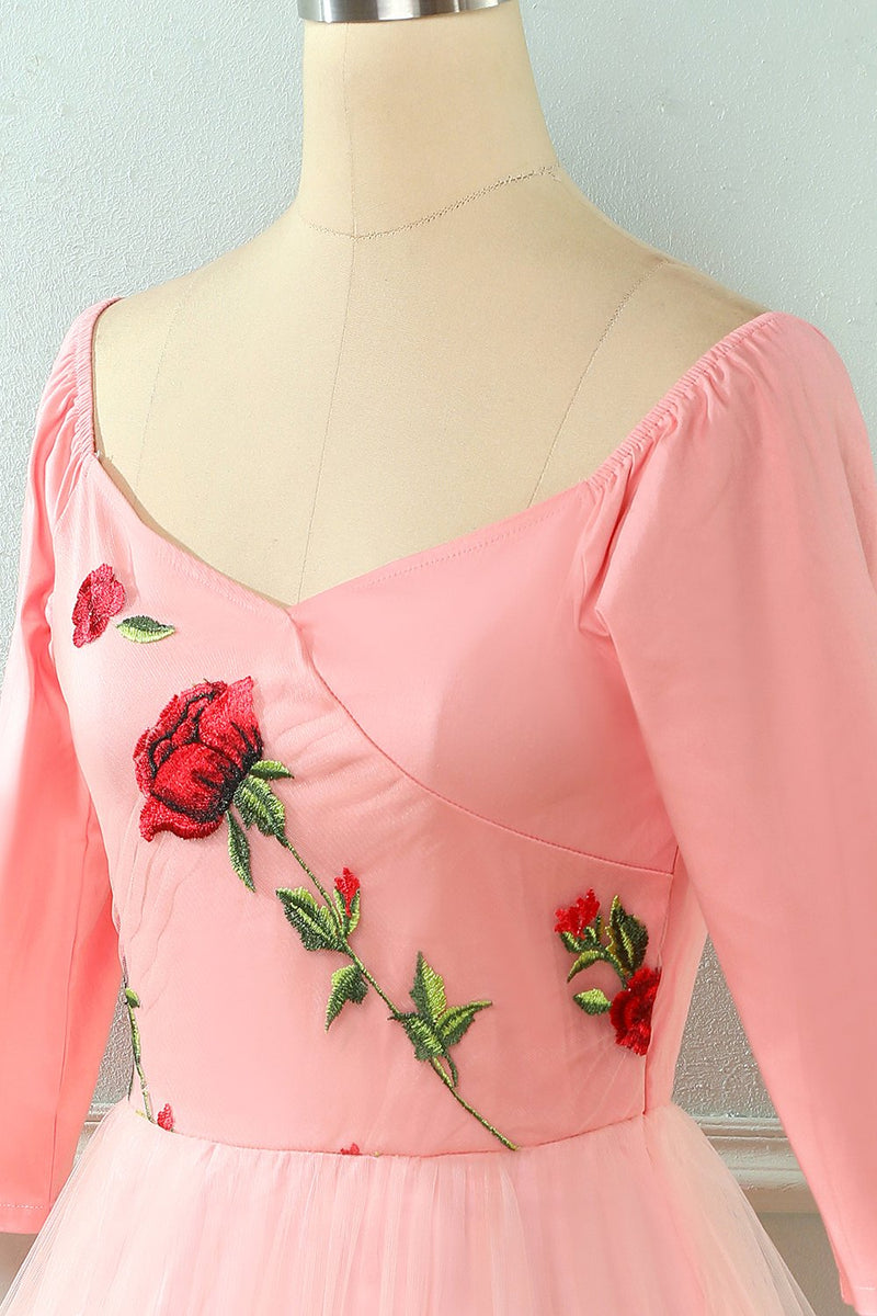 Charger l&#39;image dans la galerie, Brodé Rose Lace Mesh Vintage Robe