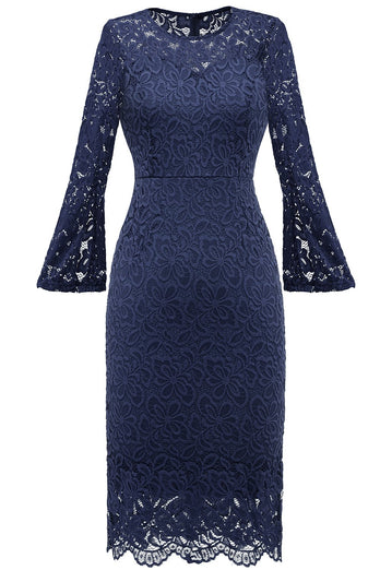 Navy Bodycon Lace Robe Formelle