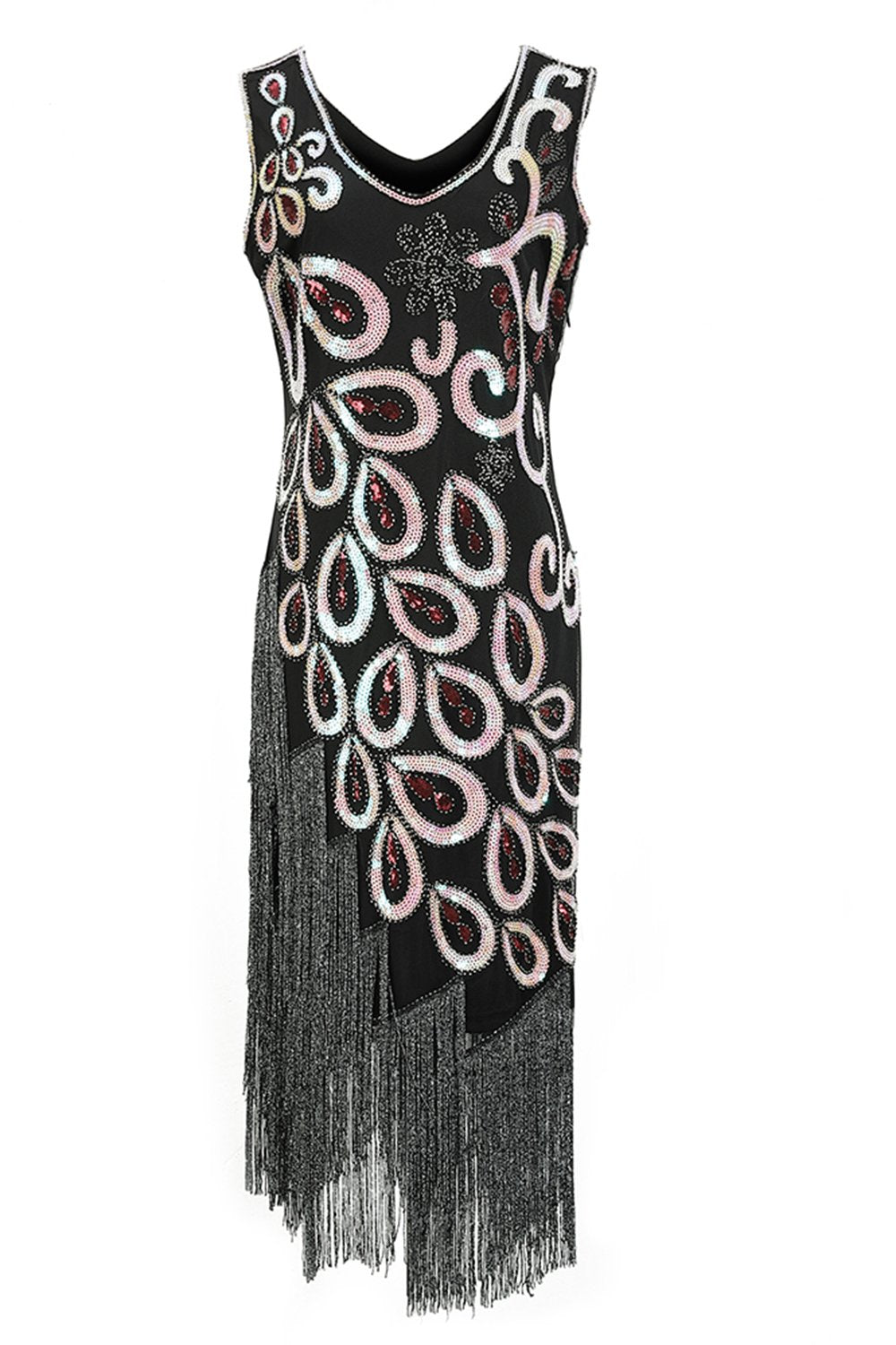 Asymétrique col en V Robe Flapper des années 20