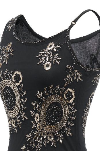 Robes Gatsby à paillettes noires à franges