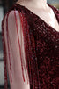 Charger l&#39;image dans la galerie, Robe de cocktail à paillettes Bodycon Bourgogne avec frange