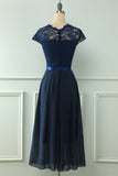 Robe de mariée en dentelle Navy Midi