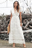 Charger l&#39;image dans la galerie, Robe de mariée en dentelle blanche à col en V