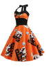 Charger l&#39;image dans la galerie, Orange Halter Halloween Vintage Robe