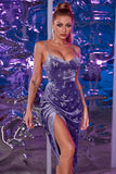 Robe de fête en velours violet