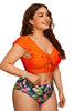 Charger l&#39;image dans la galerie, Plus Taille Orange Floral Bikini