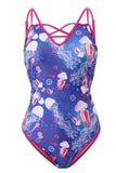 Taille Plus Maillots de bain une pièce imprimés bleus