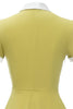 Charger l&#39;image dans la galerie, V Neck Lemon Yellow Vintage Robe à manches courtes