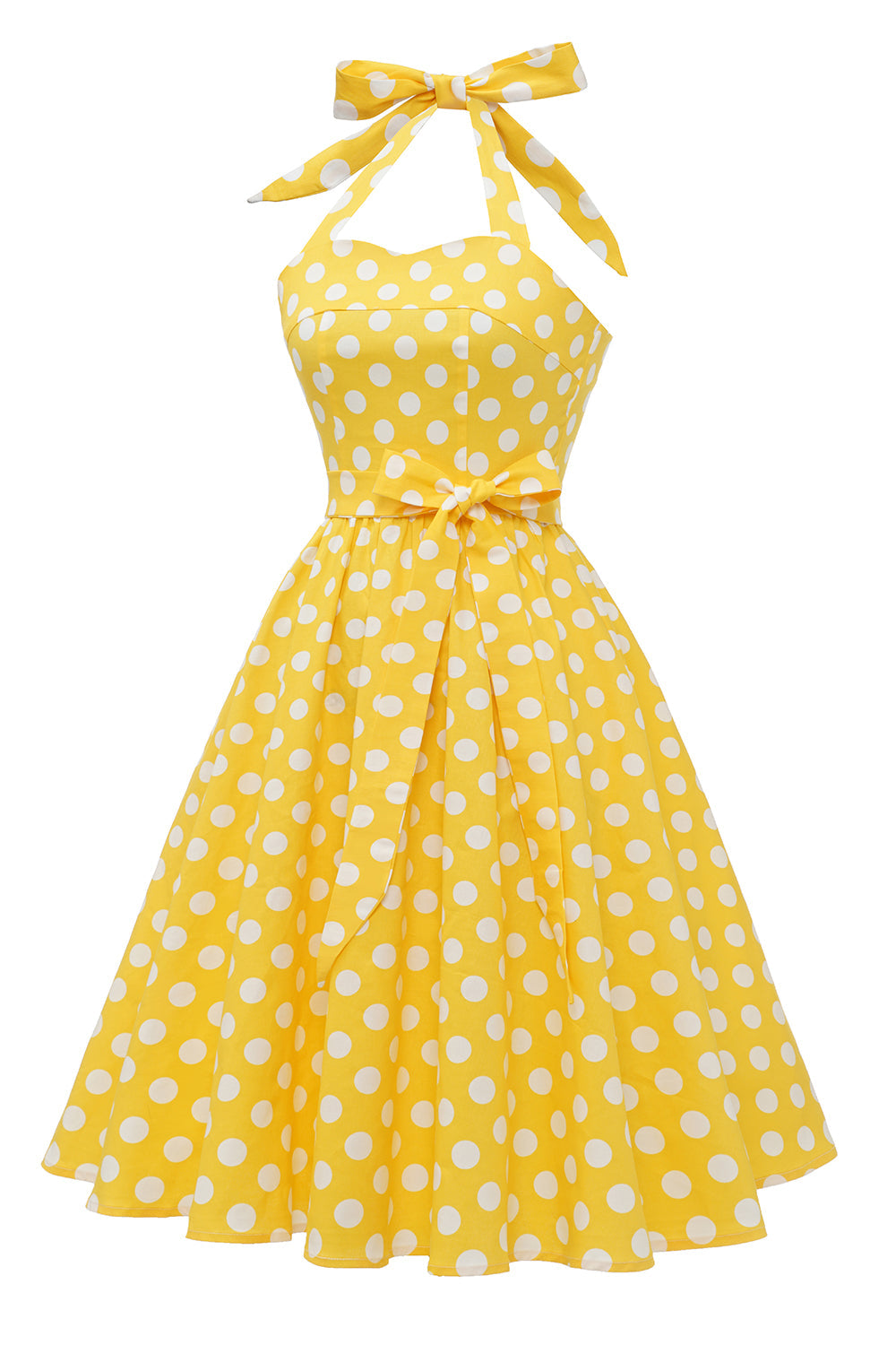 Robe Halter Blue Polka Dots années 50