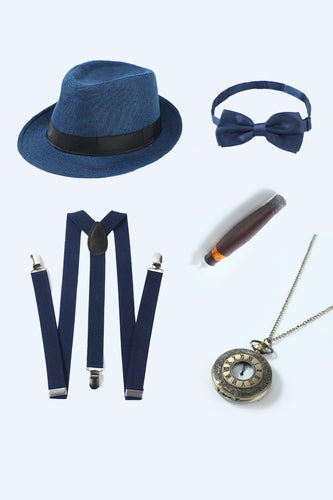 Ensemble d’accessoires bleu des années 20 pour hommes