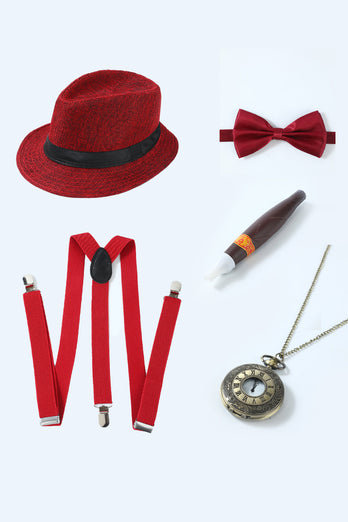 Ensemble d’accessoires rouges des années 20 pour hommes