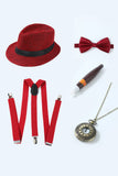 Ensemble d’accessoires rouges des années 20 pour hommes