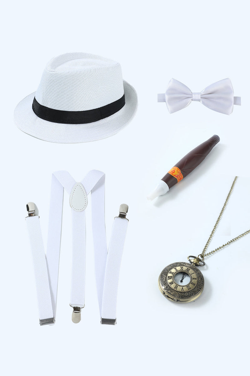 Charger l&#39;image dans la galerie, Ensemble d’accessoires blanc des années 20 pour hommes