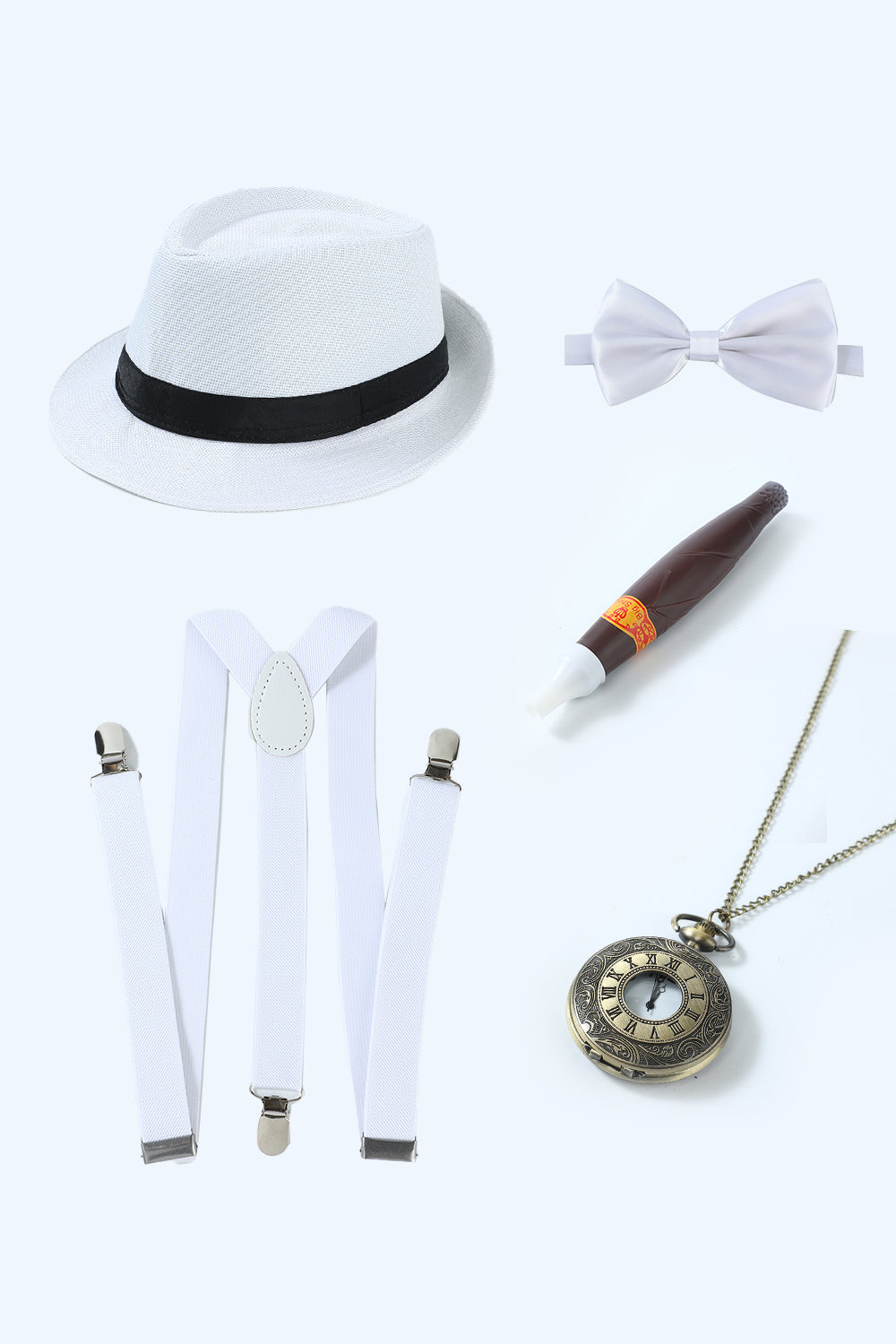 Ensemble d’accessoires blanc des années 20 pour hommes