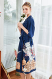 Robe de demoiselle d’honneur en satin imprimée