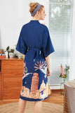 Robe de demoiselle d’honneur en satin imprimée