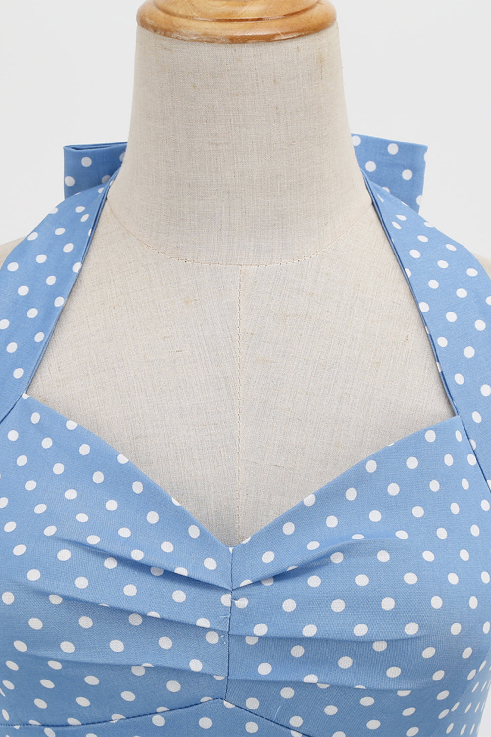 Retro Polka Dots Halter Robe à dos ouvert