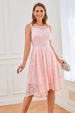 Robe rose sans manches en dentelle