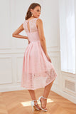 Robe rose sans manches en dentelle