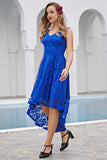 Robe asymétrique en dentelle bleu royal