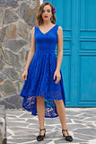 Robe asymétrique en dentelle bleu royal