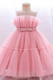 Robe de fille de fleur en Tulle à col rond vert avec noeud papillon