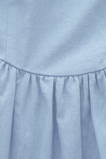 Style rétro Col carré Bleu Robe d’été