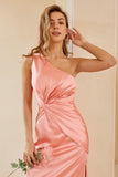 Robe de demoiselle d’honneur Peach One Shoulder avec volants