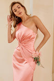 Robe de demoiselle d’honneur Peach One Shoulder avec volants