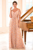 Imprimé Floral Orange Robe de Demoiselle d’Honneur