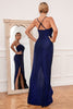 Charger l&#39;image dans la galerie, Gaine Spaghetti Straps Royal Blue Robe de fête avec split front