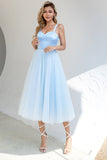Robe de cocktail en tulle bleu ciel