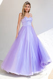 Robe de bal en tulle violet A-line