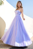 Robe de bal en tulle violet A-line