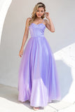 Robe de bal en tulle violet A-line