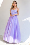 Robe de bal en tulle violet A-line