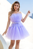 Robe de cocktail en tulle violet clair