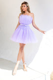 Robe de cocktail en tulle violet clair