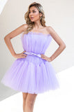 Robe de cocktail en tulle violet clair