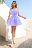 Robe de cocktail en tulle violet clair