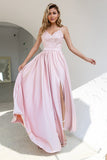 Blush Sequins Robe de bal avec fente