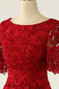 Charger l&#39;image dans la galerie, Robe de mère de la mariée deux pièces rouge foncé avec dentelle
