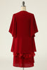 Charger l&#39;image dans la galerie, Robe de mère de la mariée deux pièces rouge foncé avec dentelle