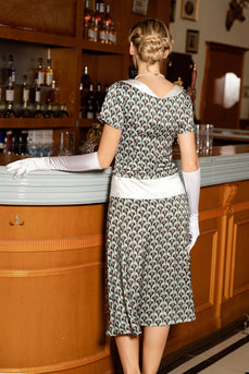 Élégante robe vintage vintage décontractée à imprimé floral Work Party A-Line Swing