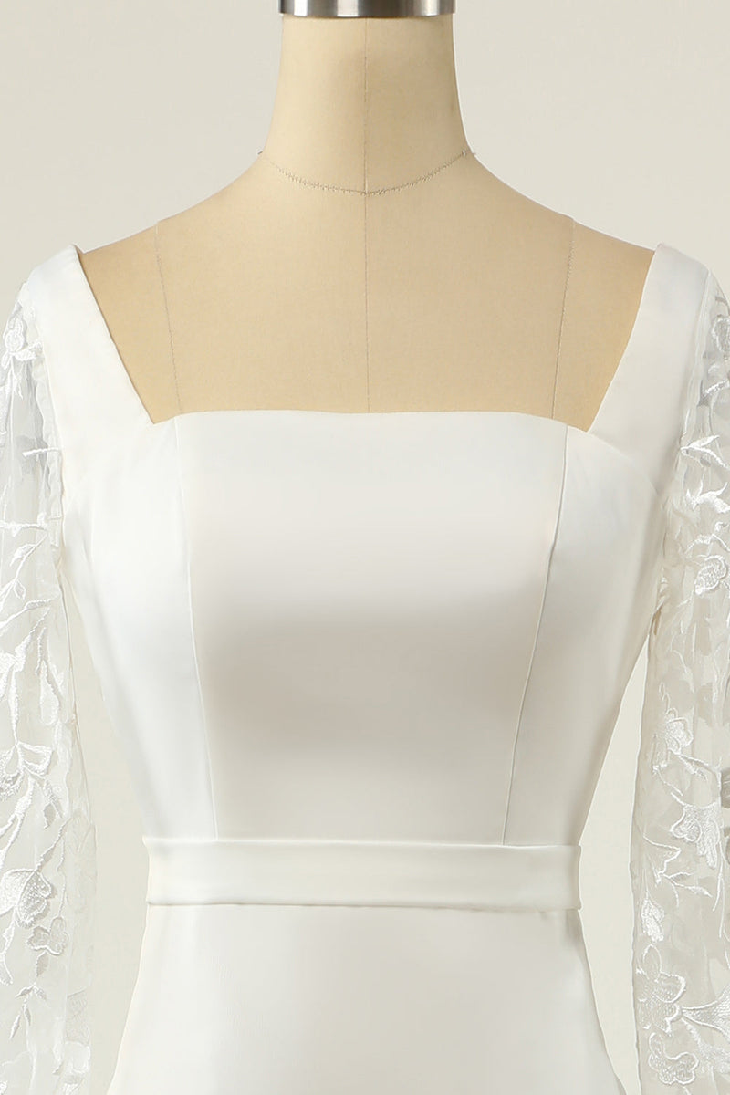 Charger l&#39;image dans la galerie, White Mermaid Manches Longues Robe de mariée