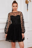 Manches longues Tulle Petite Robe Noire