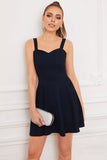 Robe de bal court marine sans manches